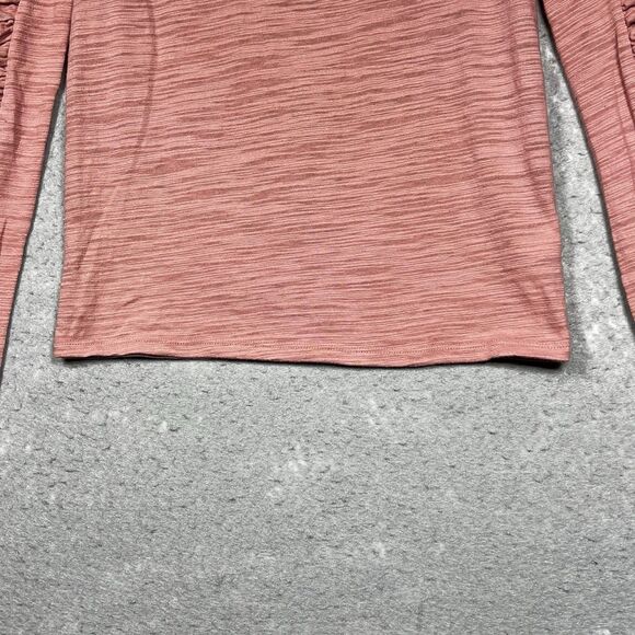 We the Free Top Womens XS Pink Ruched Long Sleeve Natasha Ruffle Shirt - Picture 3 of 10